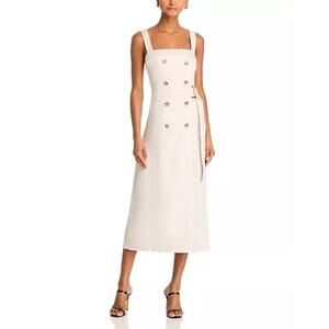 NWT Ramy Brook Lyla Belted Button Midi Dress Women's Sandstone Size 10